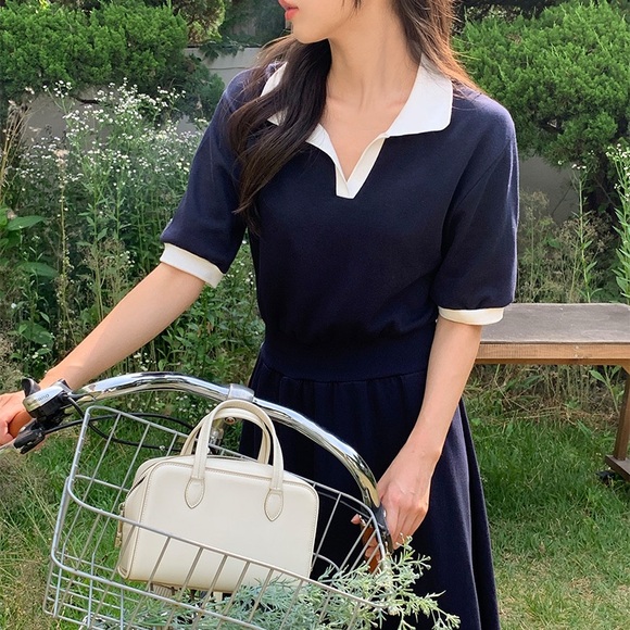 Ara Dresses & Skirts - ARA Korean Navy Maternity Maxi Dress